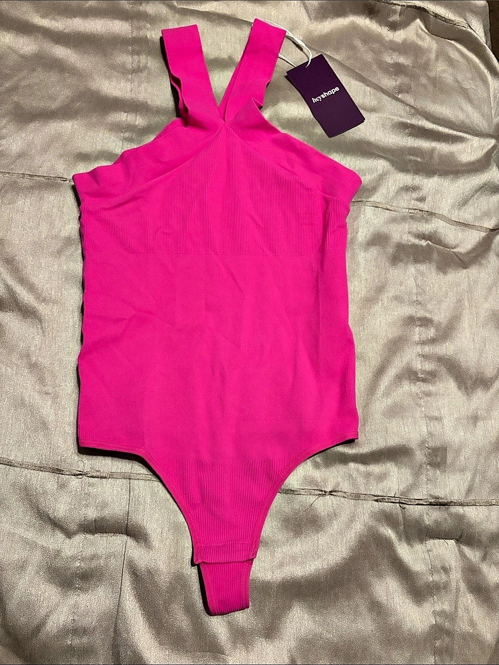 heyshape Crossover Halter Shapewear Bodysuit Pink Medium